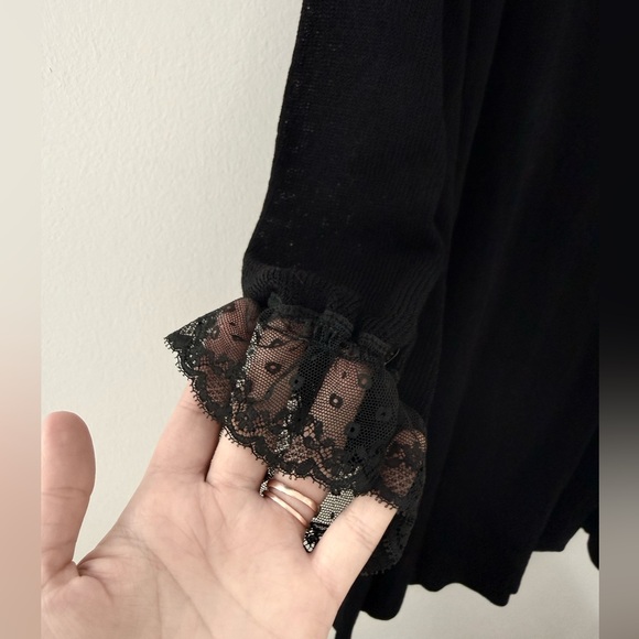 Vintage Francesca For Damon Made in Italy Black Lace Long Sleeve Dress Womens 8 - Picture 7 of 10